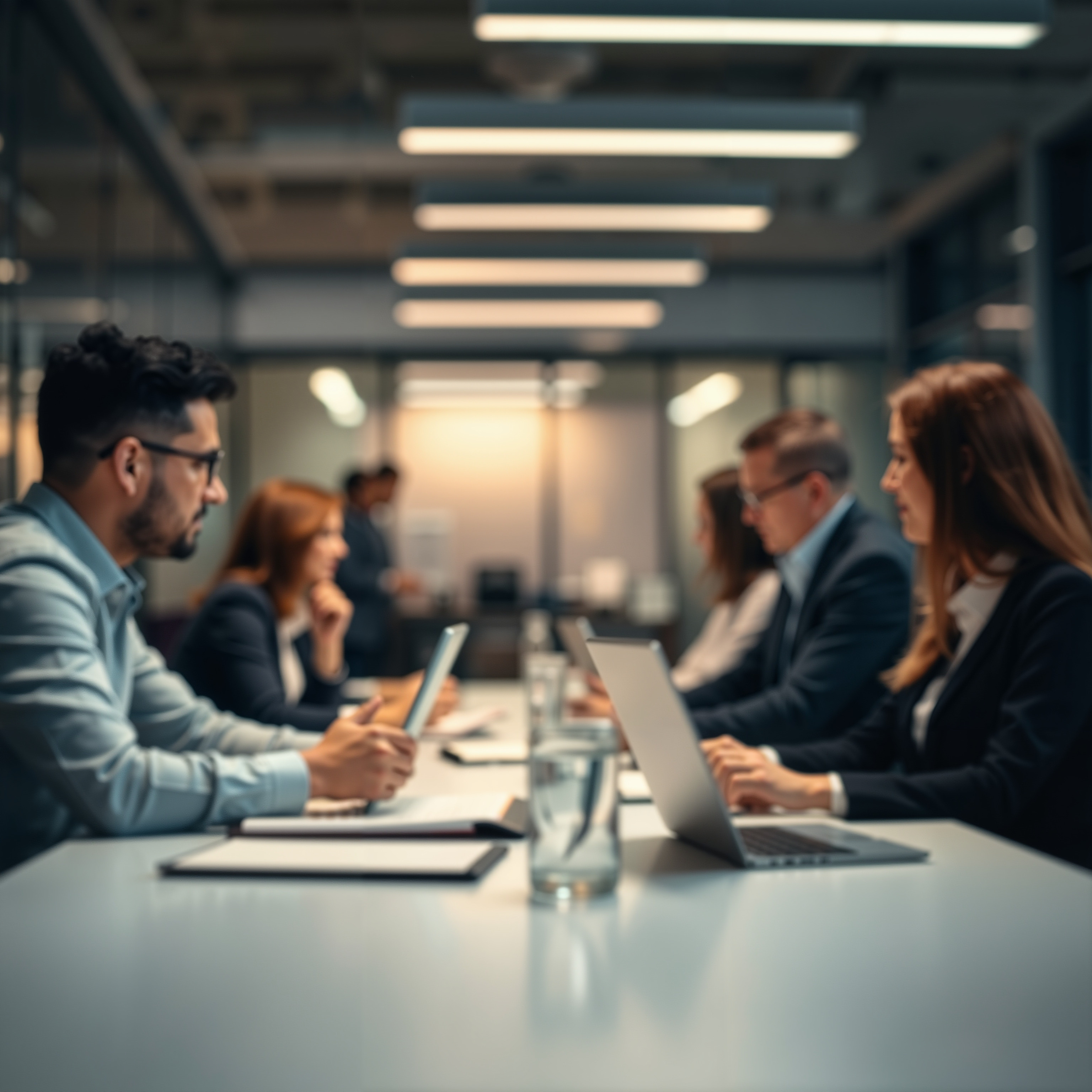 Amtex professionals collaborating in a modern office